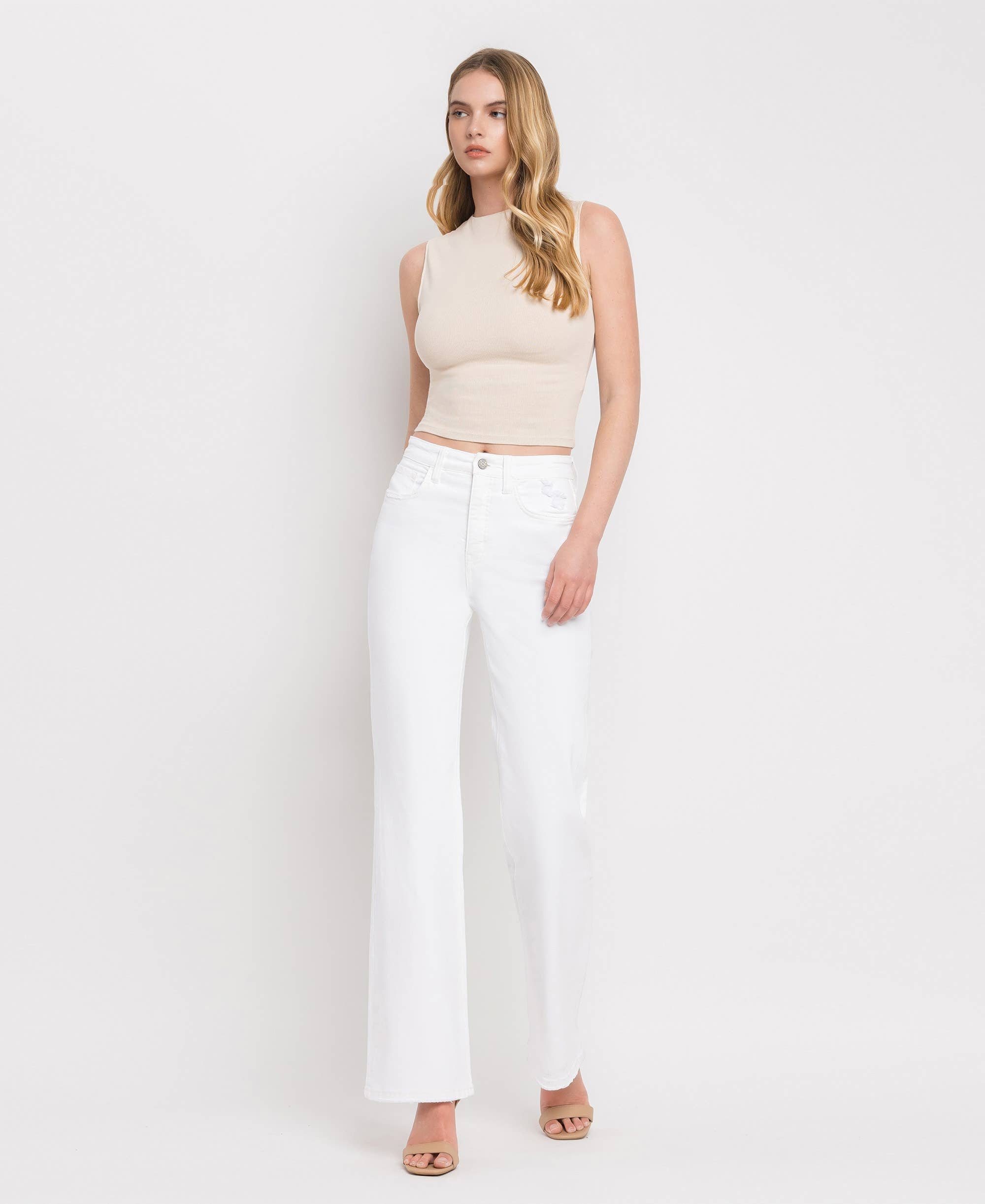 90'S VINTAGE TUMMY CONTROL SUPER HIGH RISE FLARE JEANS V3212