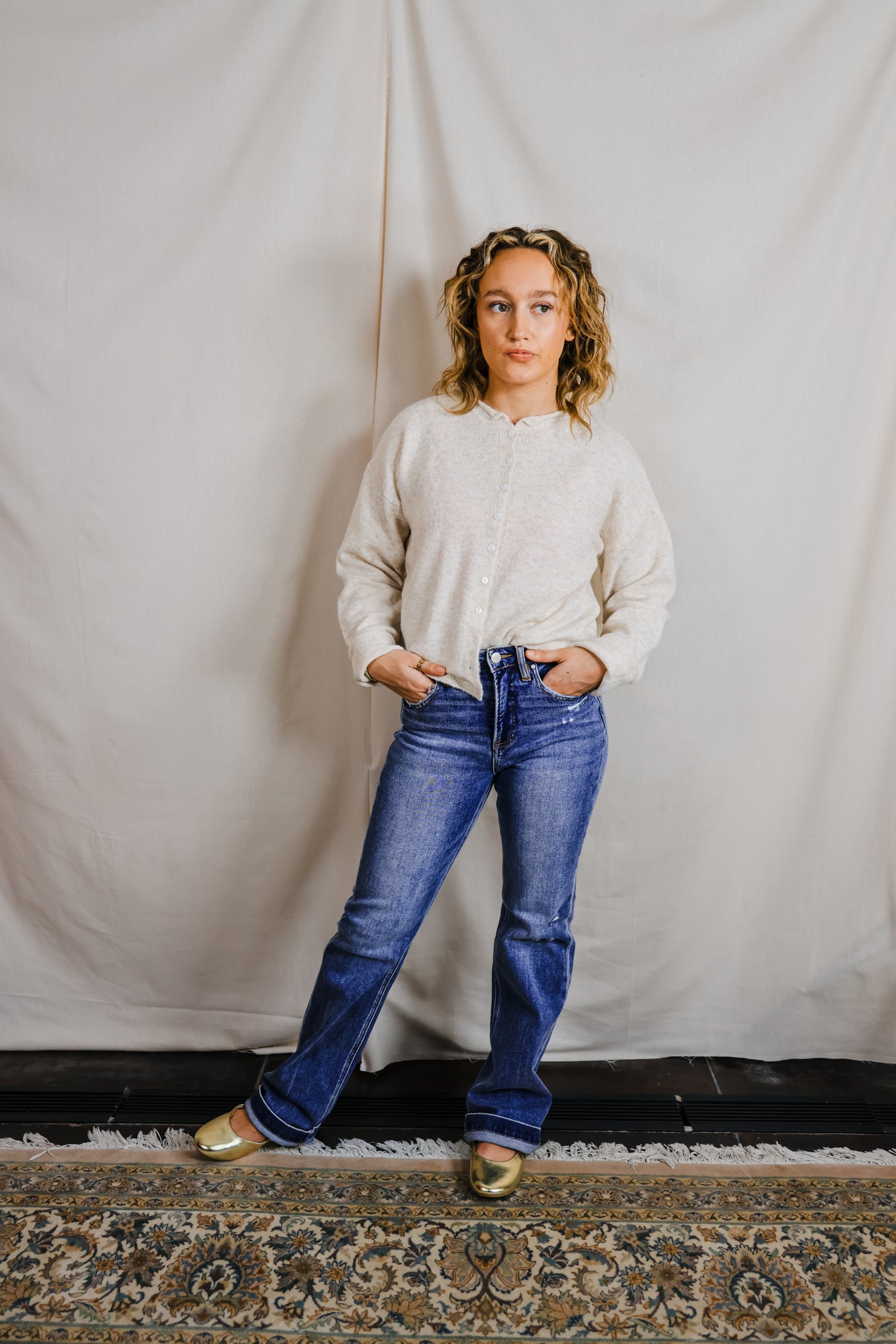 Button Down Cream Cardigan