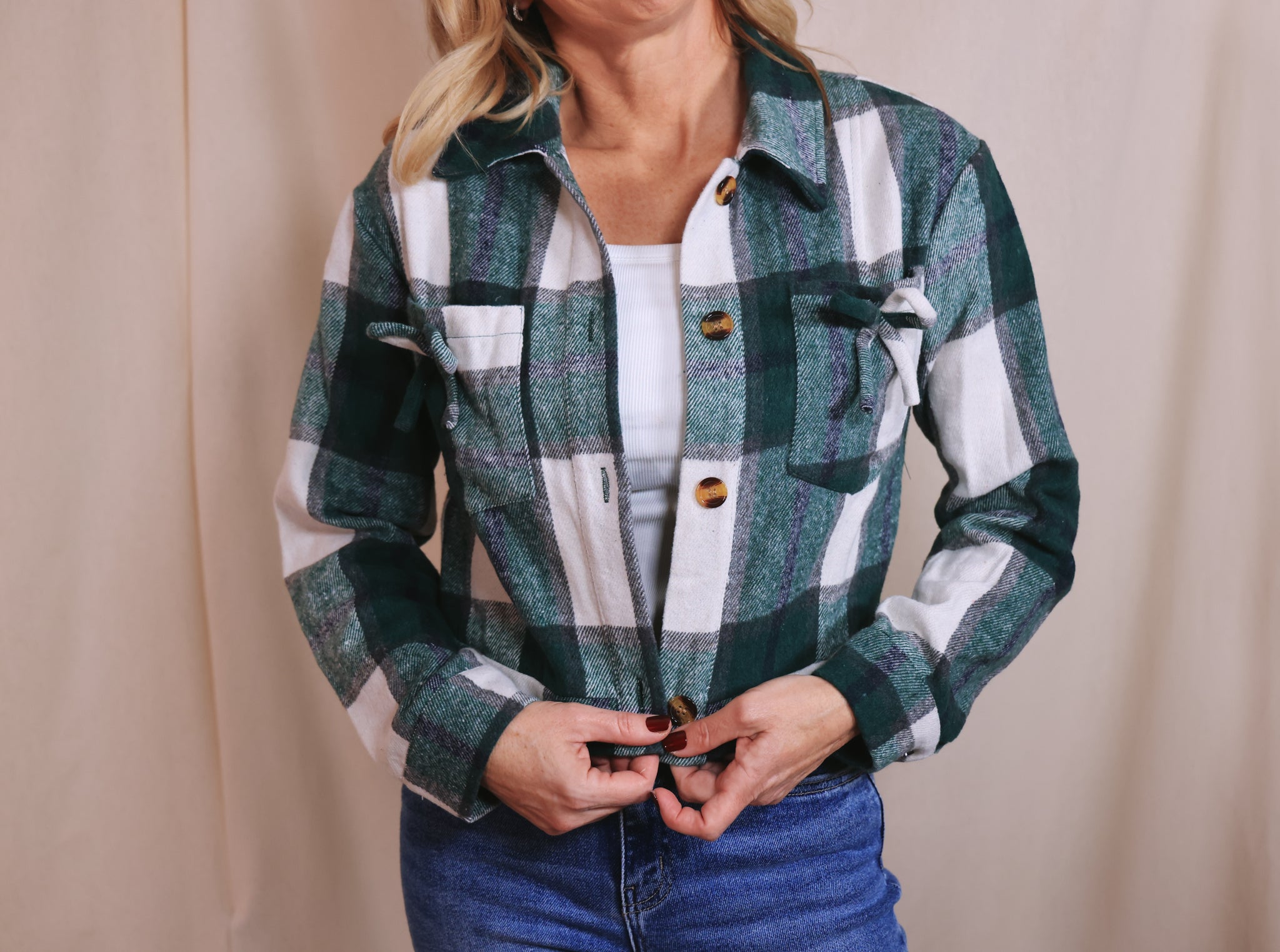 Plaid Short Lapel Plaid Long Sleeve Jacket