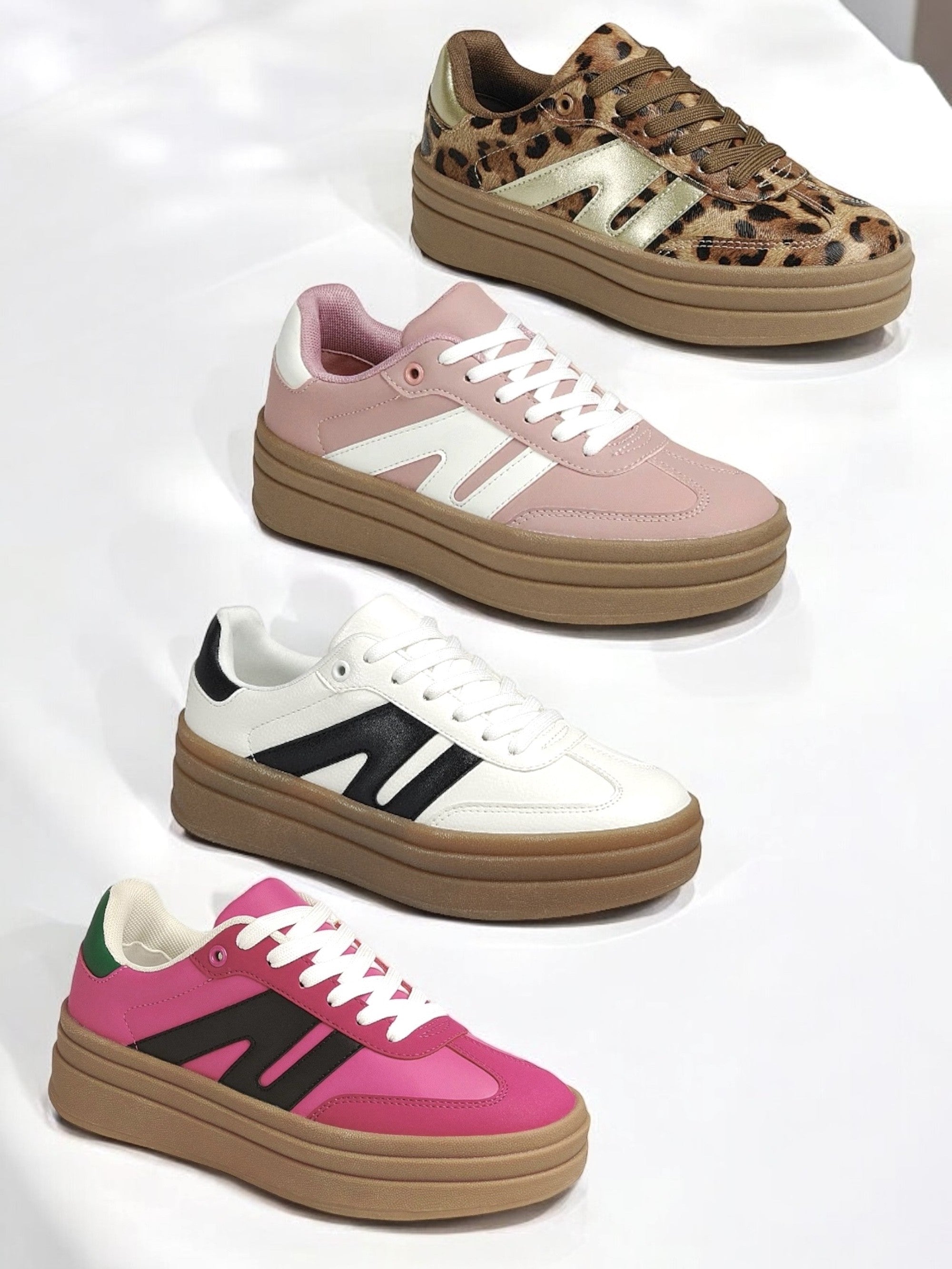 Pink and White Platform Sneakers