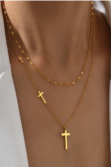 Layered Cross Necklace