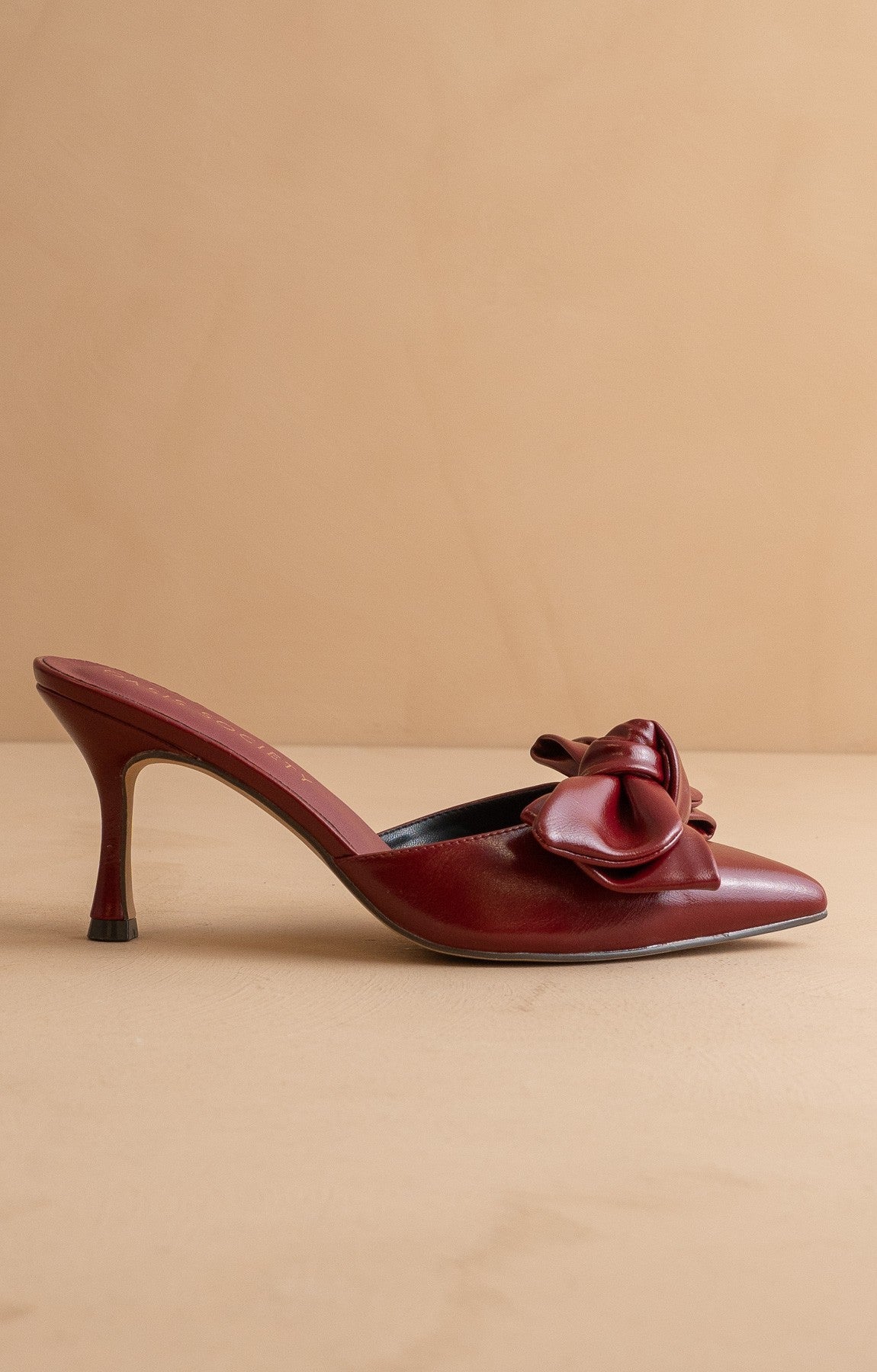 Wine Bow Kitten Heels