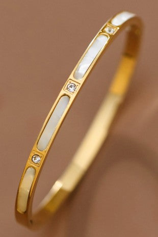 18k Gold Plated Bangle with shell detail