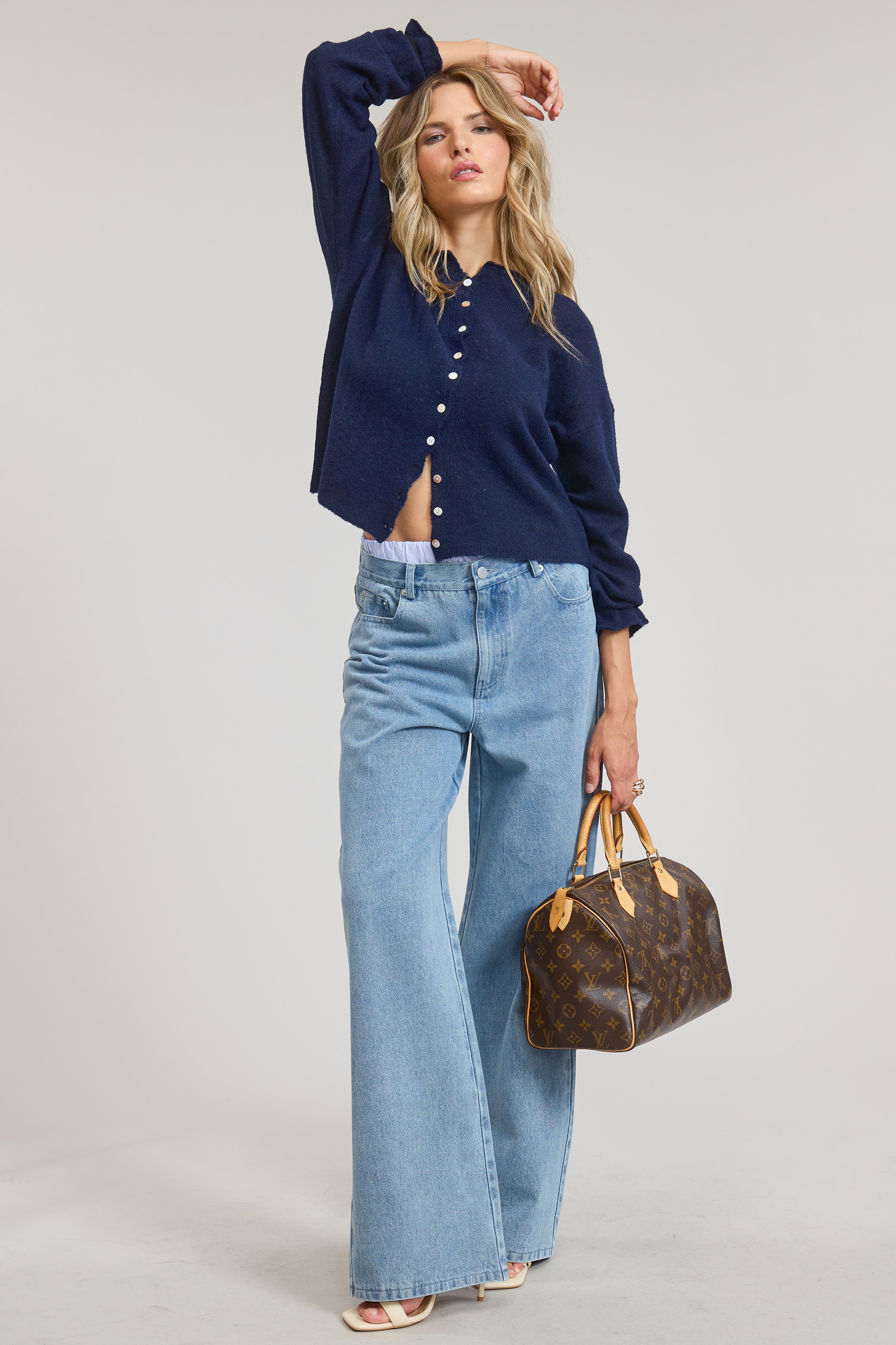 Navy Button Down Sweater