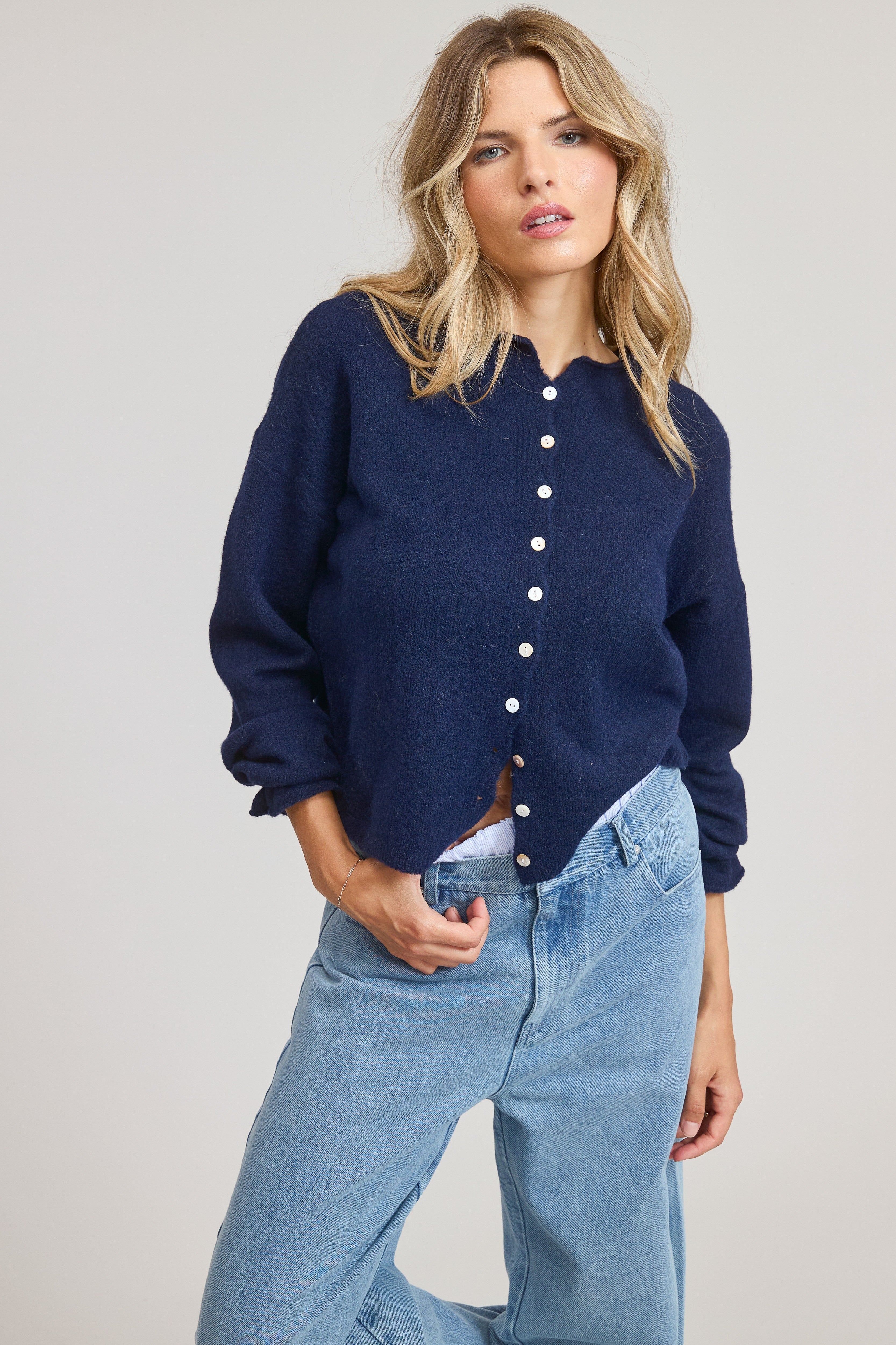 Navy Button Down Sweater