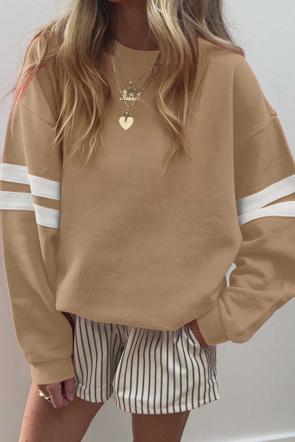 Varsity Sweatshirt With Striped Sleeve