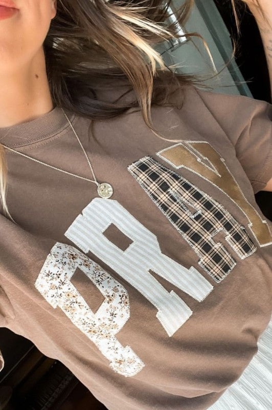 Brown Pray Short Sleeve T