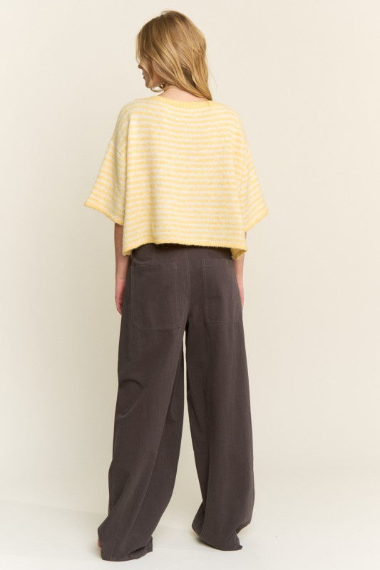 Striped Cropped Soft Knit Cardigan - Lou Cardigan