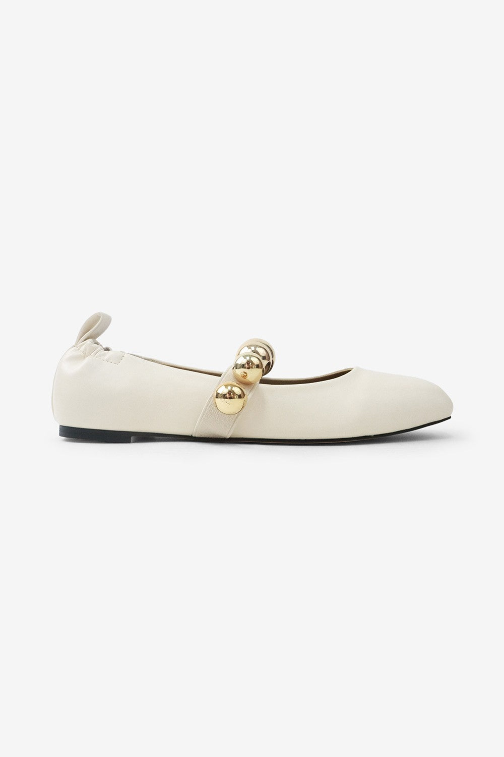 White Mary Jane Shoes with Gold Accents