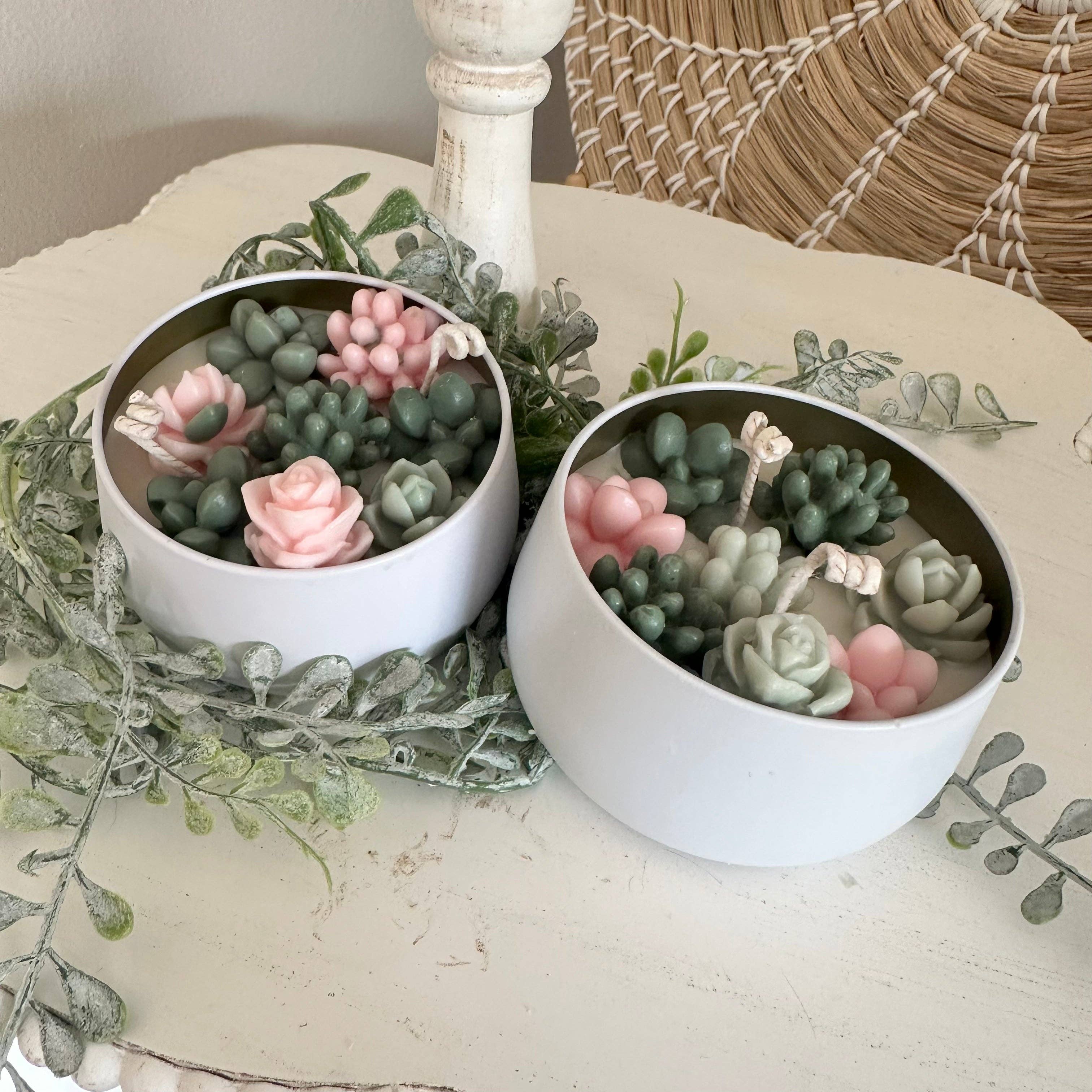 Succulent Tin Candle