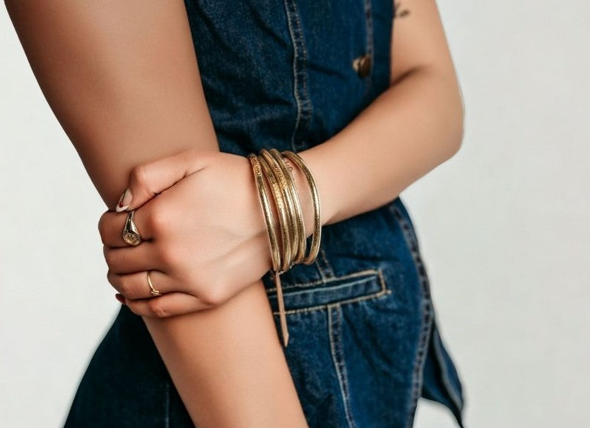 Gold Jelly Filled Bangle Bracelet Stack