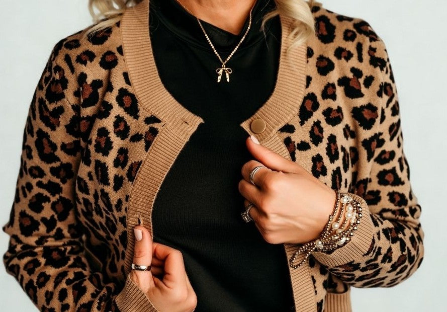 Leopard Luxe Open Front Cardigan