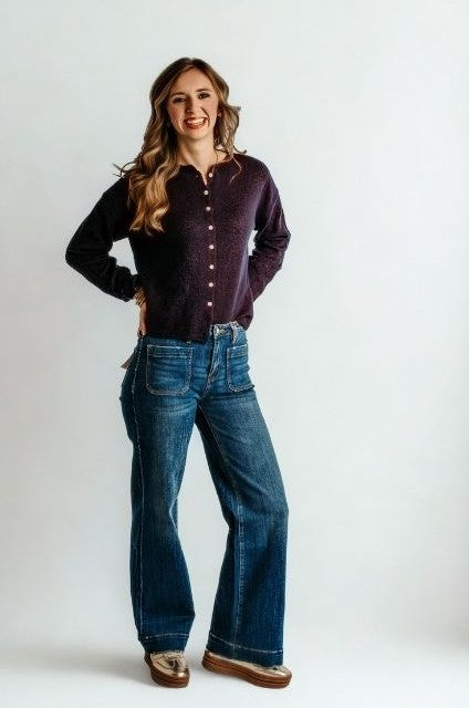 Navy Button Down Sweater