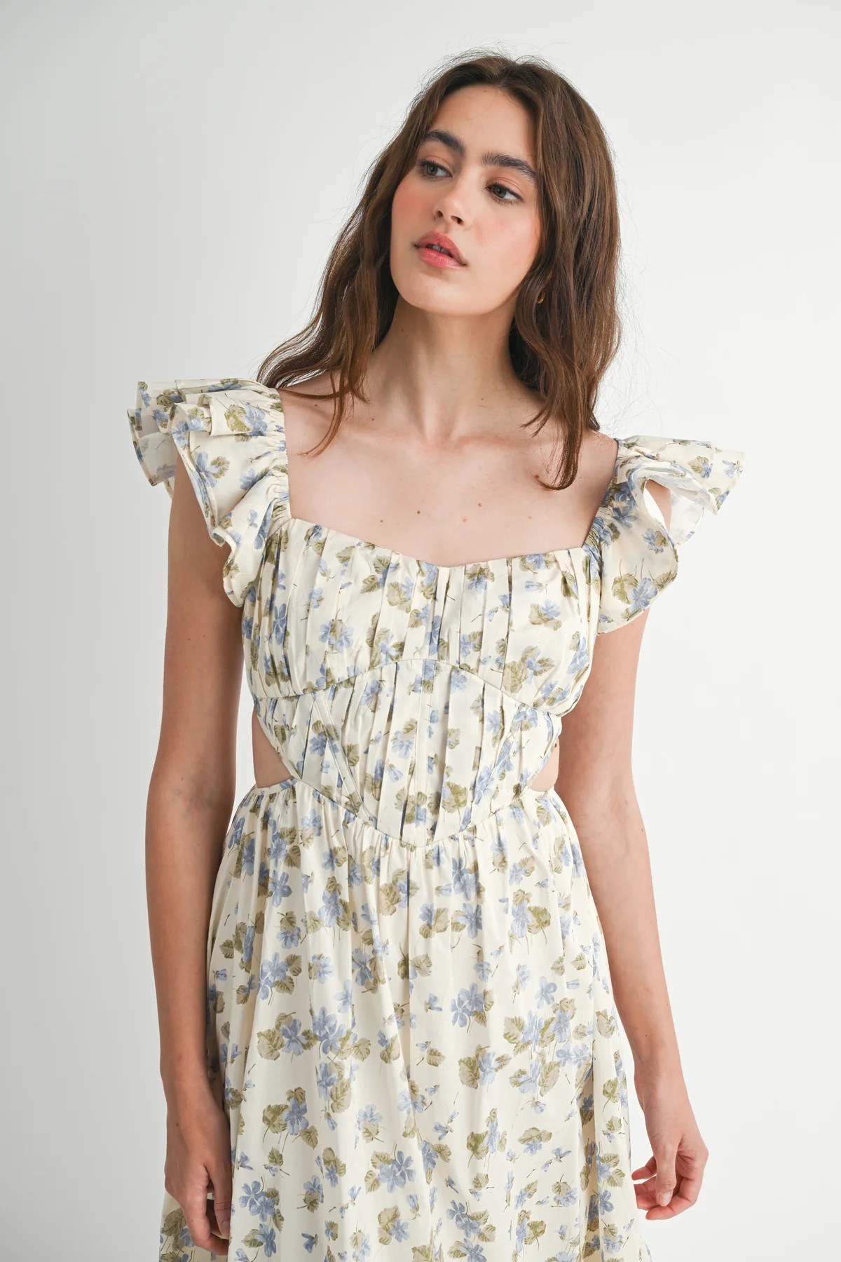 LUCIA FLUTTER SLEEVE CORSET DRESS