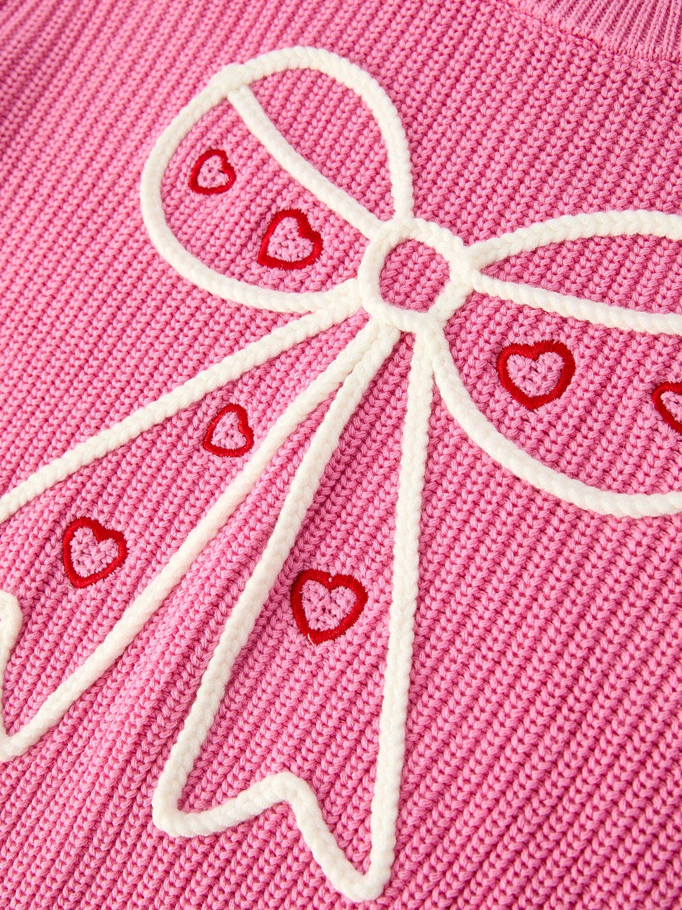 Valentine's Day Pink Girls Bow Sweater Cardigan