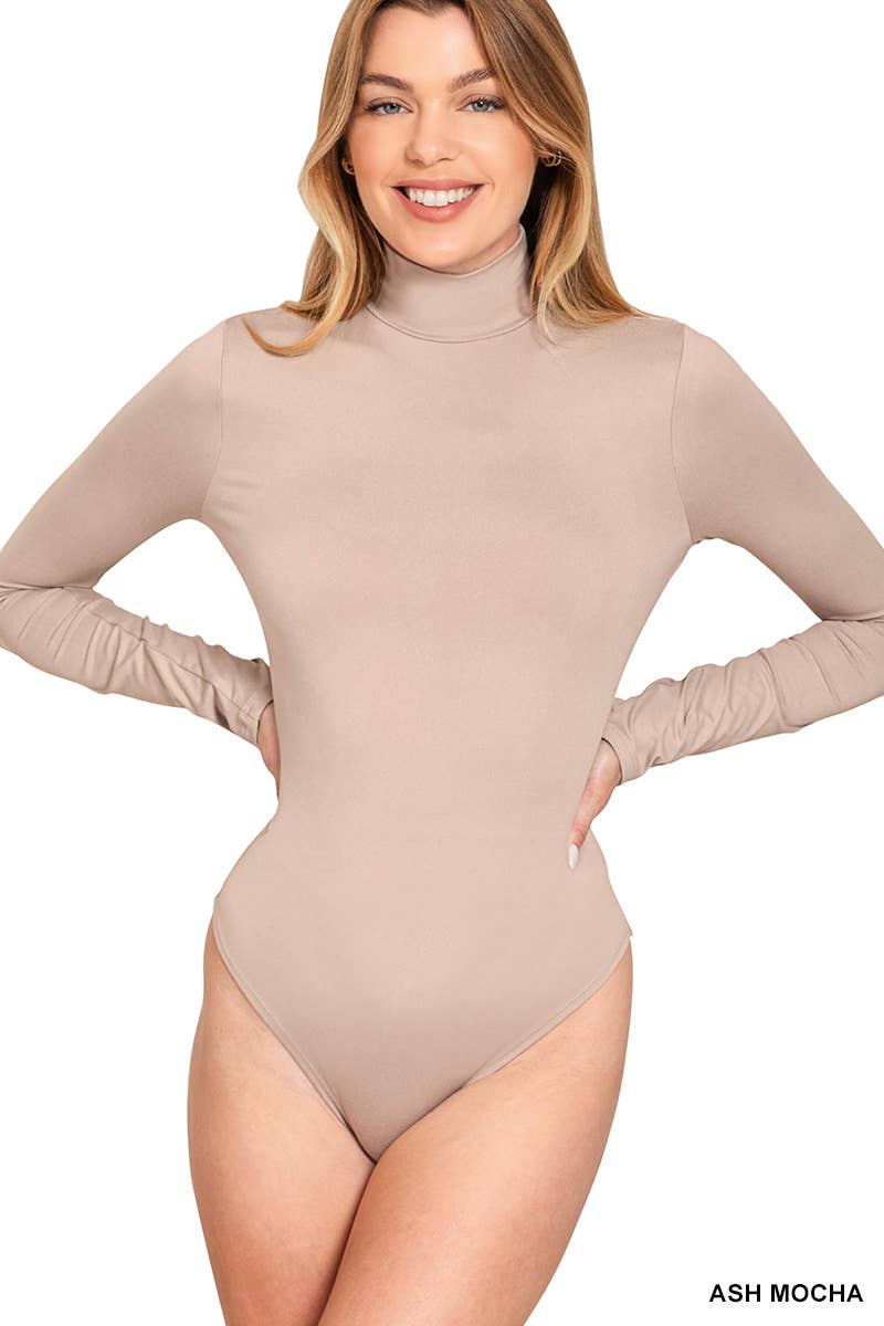 ',,,,,...._ Mock Neck Long Sleeve Bodysuit SI-28047