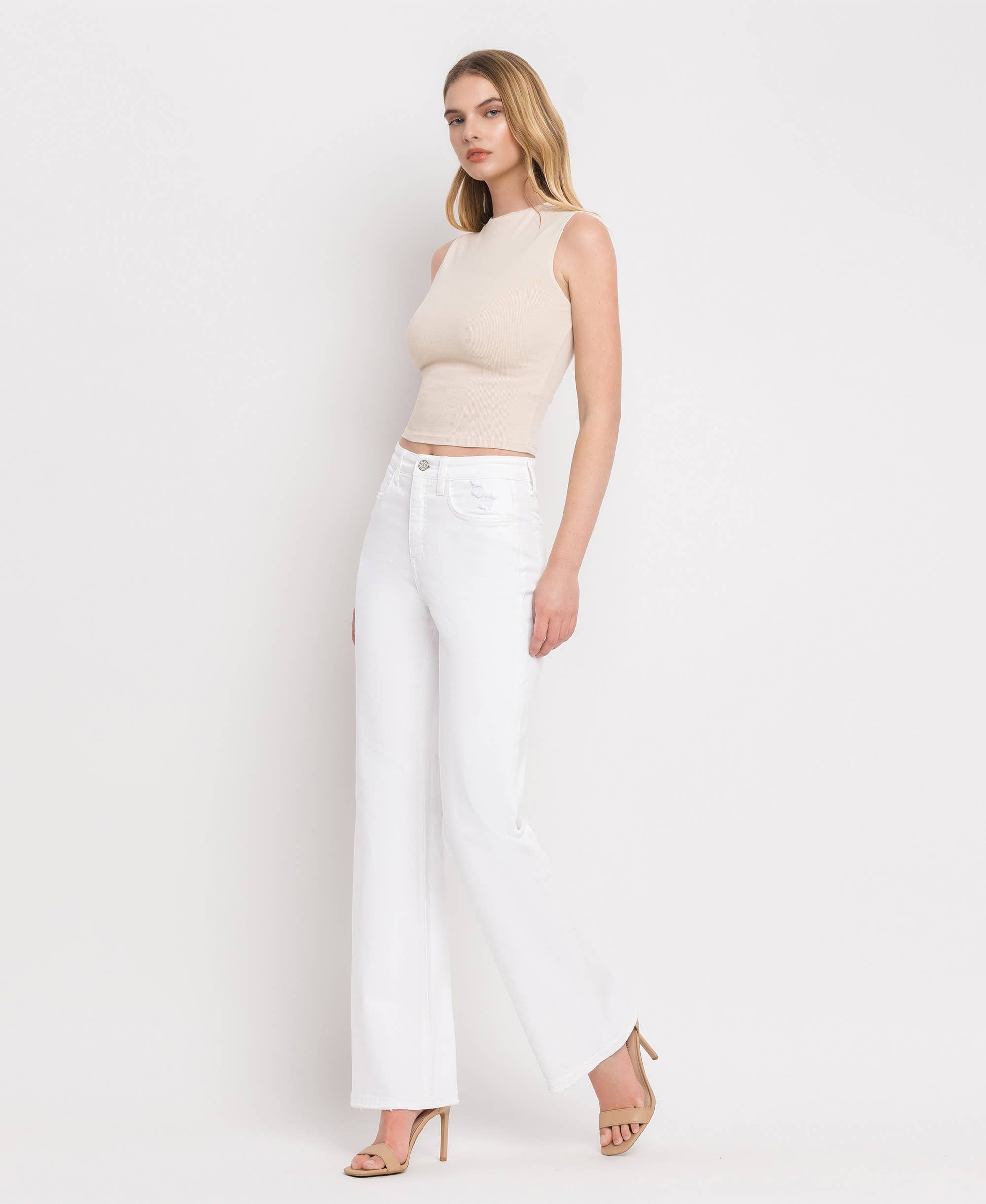 90'S VINTAGE TUMMY CONTROL SUPER HIGH RISE FLARE JEANS V3212