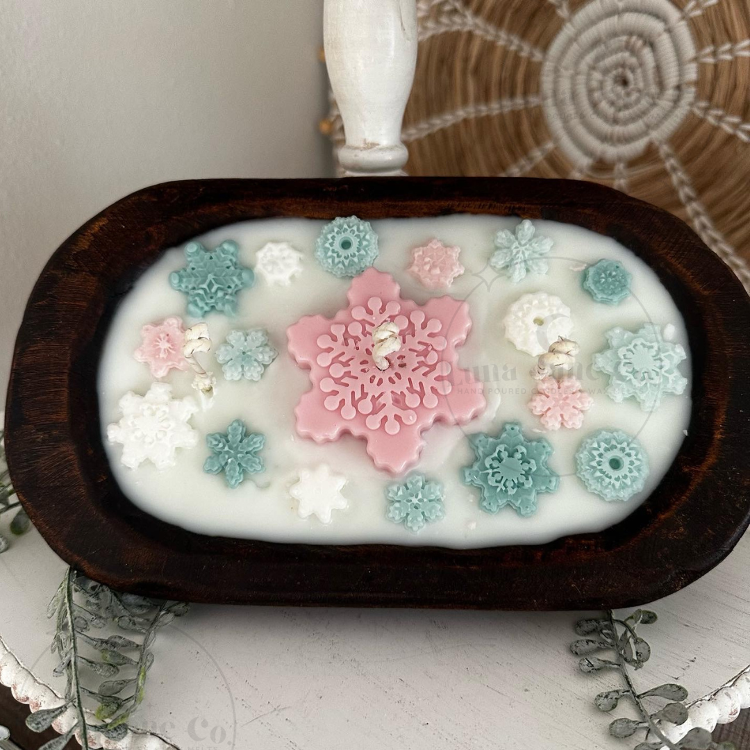 Christmas Snowflake Dough Bowl Candle