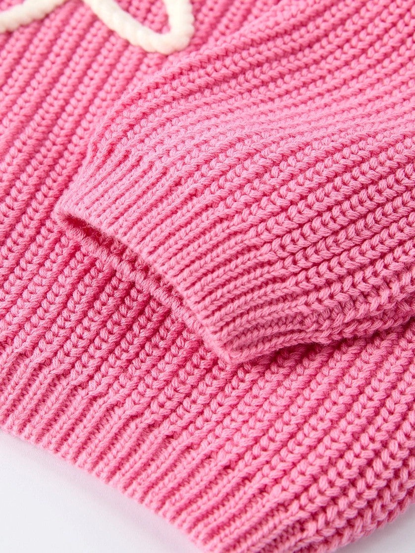 Valentine's Day Pink Girls Bow Sweater