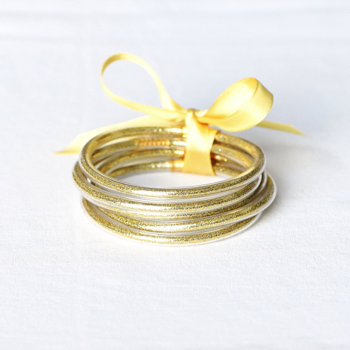 Gold Jelly Filled Bangle Bracelet Stack