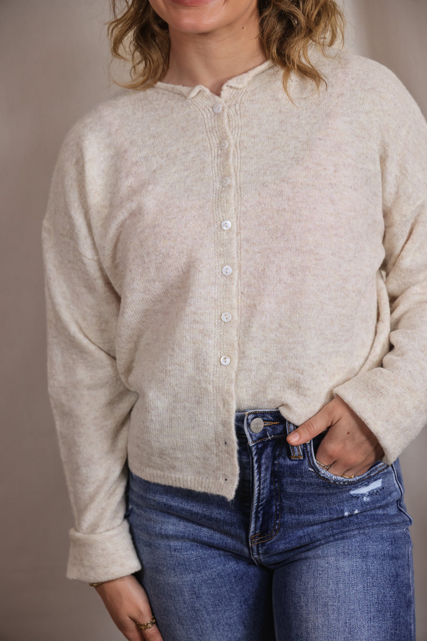 Button Down Cream Cardigan