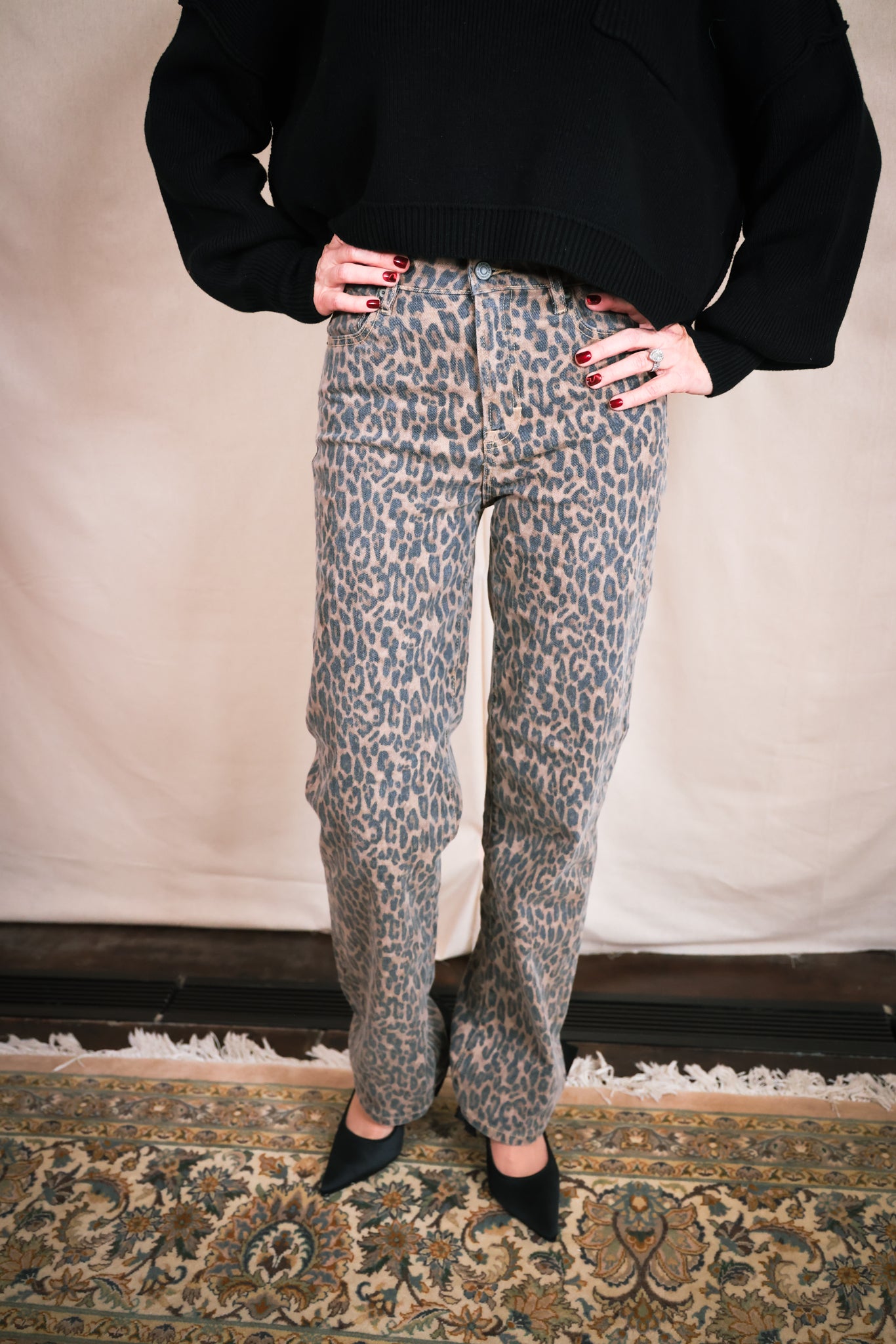 Cheetah Print Stretch High Rise Classic Straight