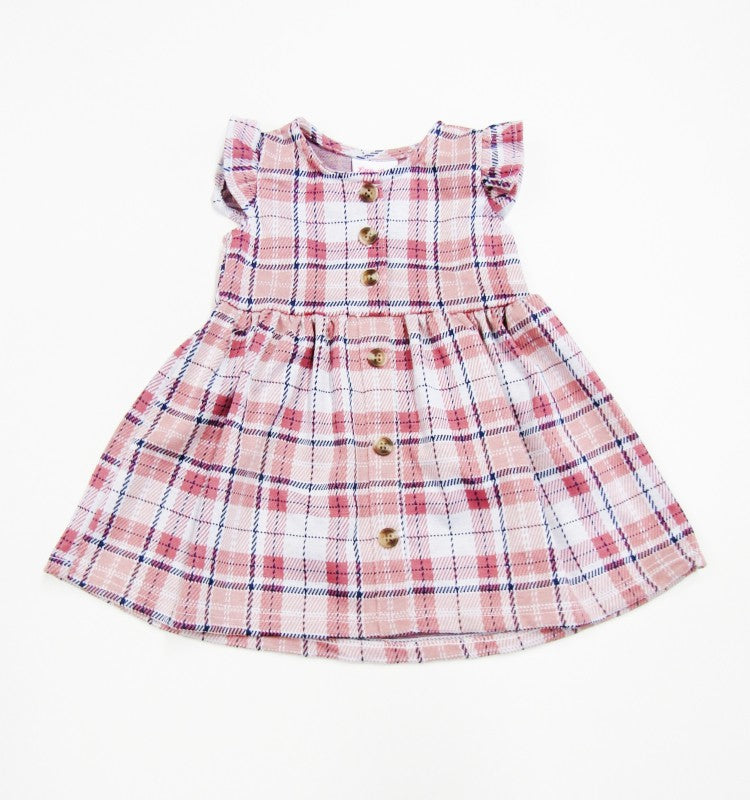 Toddler Girl Plaid Dress Denim Jacket Set