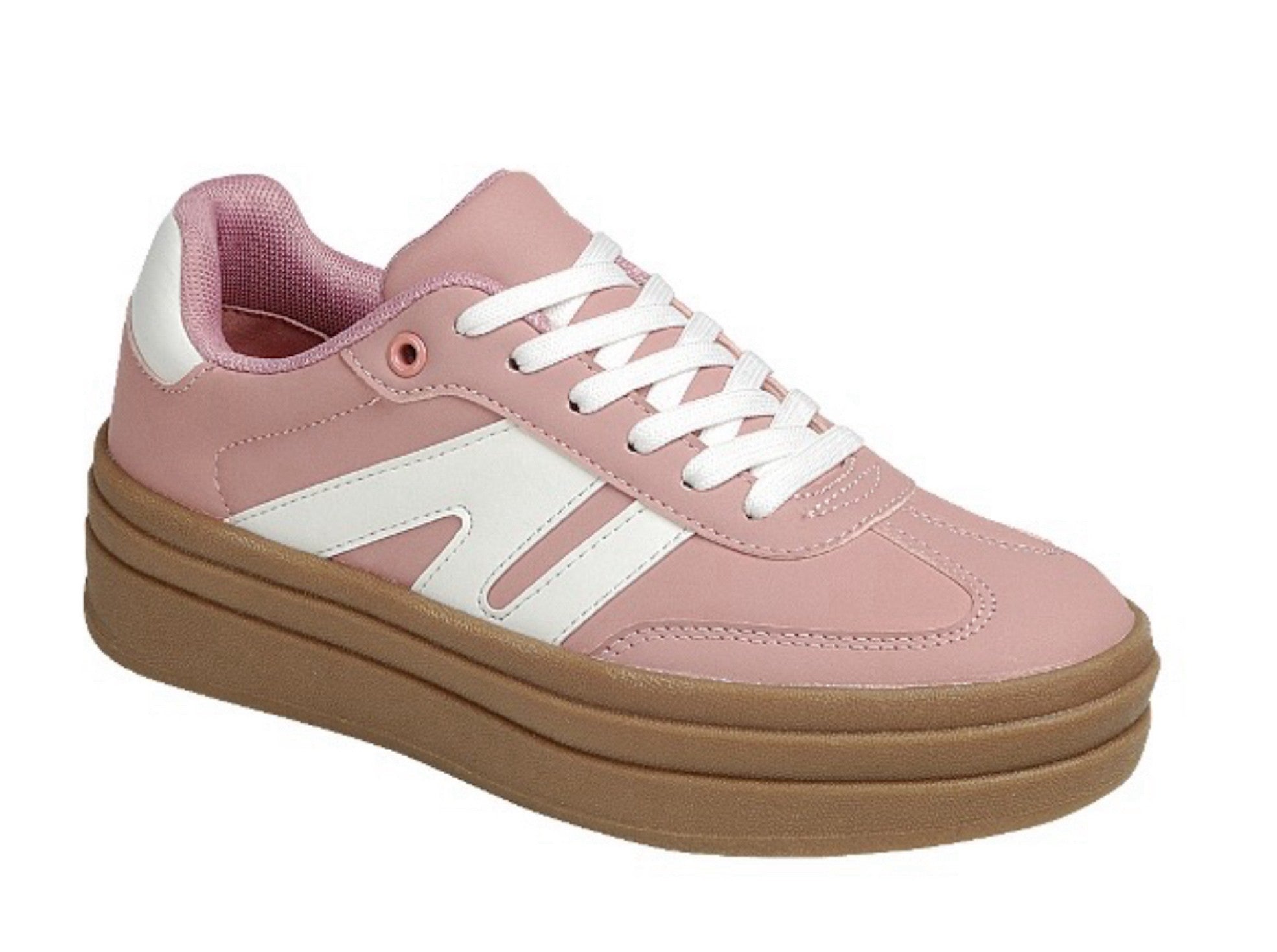 Pink and White Platform Sneakers