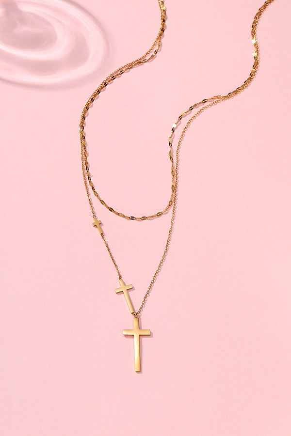 Layered Cross Necklace