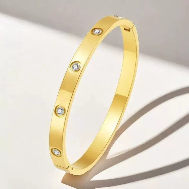 18k Gold Plated Bangle with stones