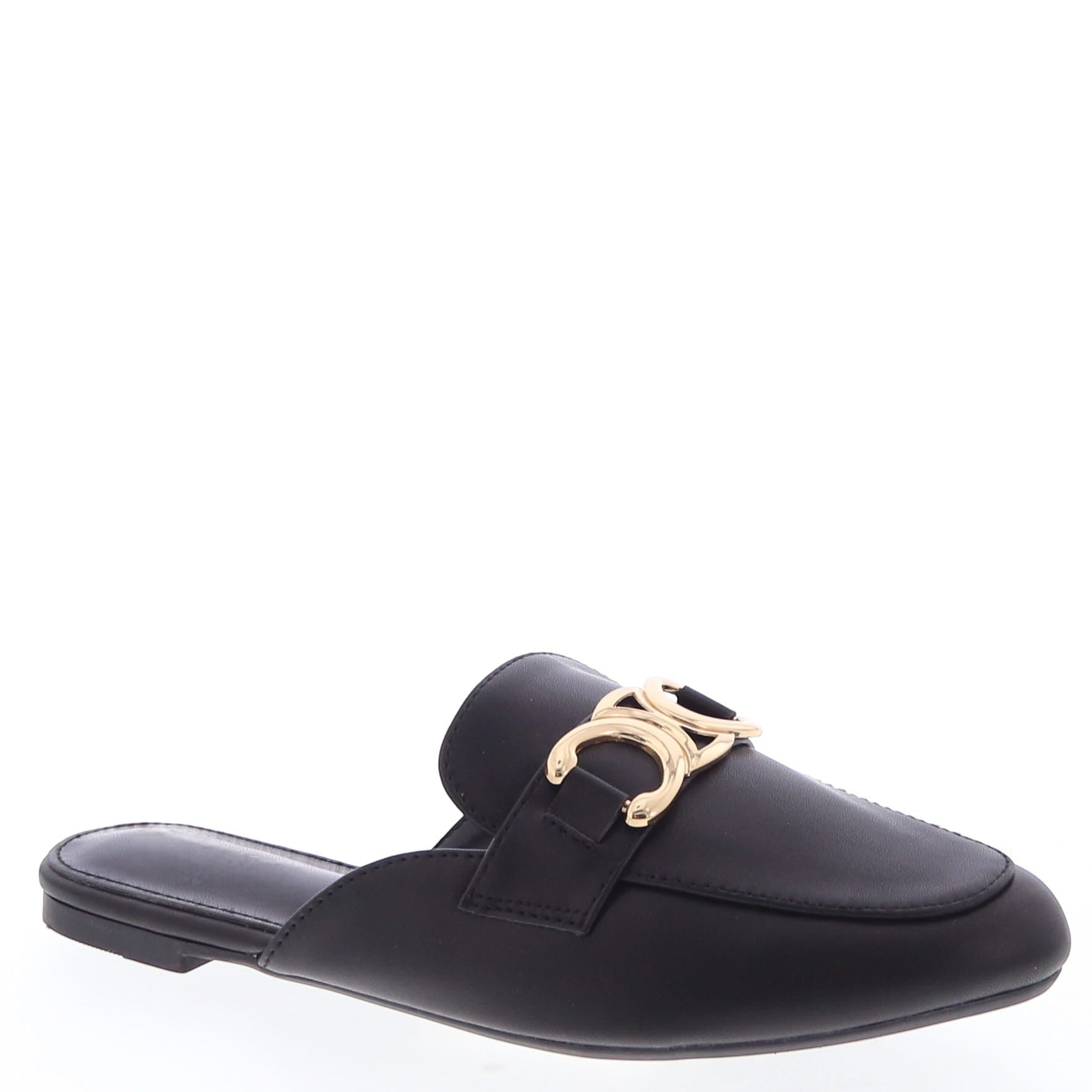 Black Mules with Gold Accents