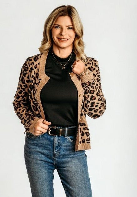 Leopard Luxe Open Front Cardigan