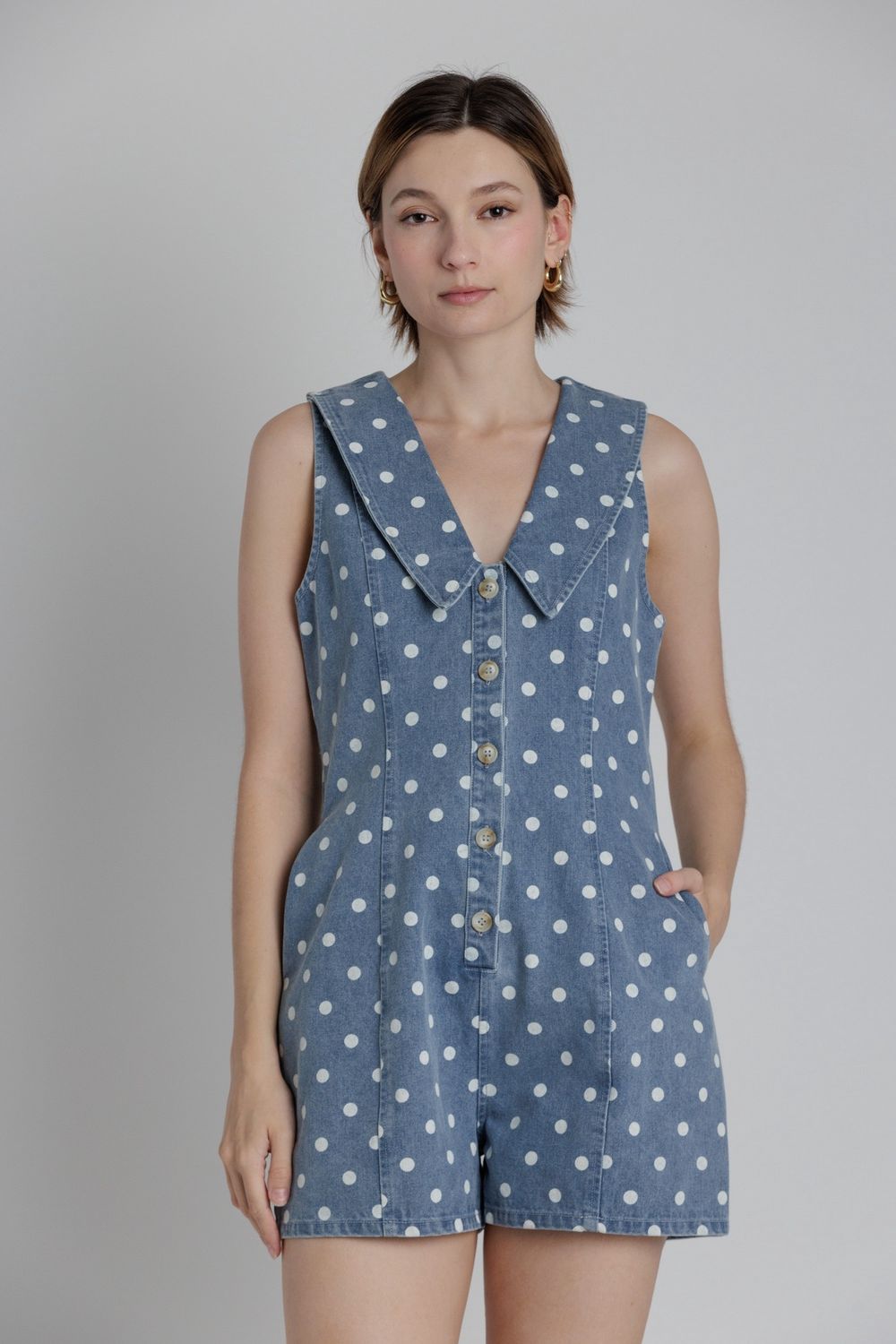 Denim Days Polka Dot Romper