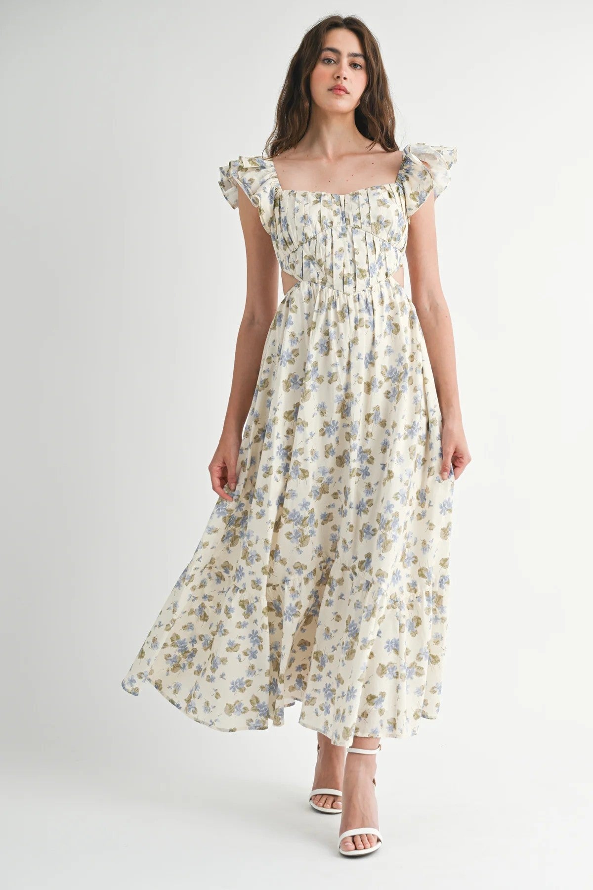 LUCIA FLUTTER SLEEVE CORSET DRESS