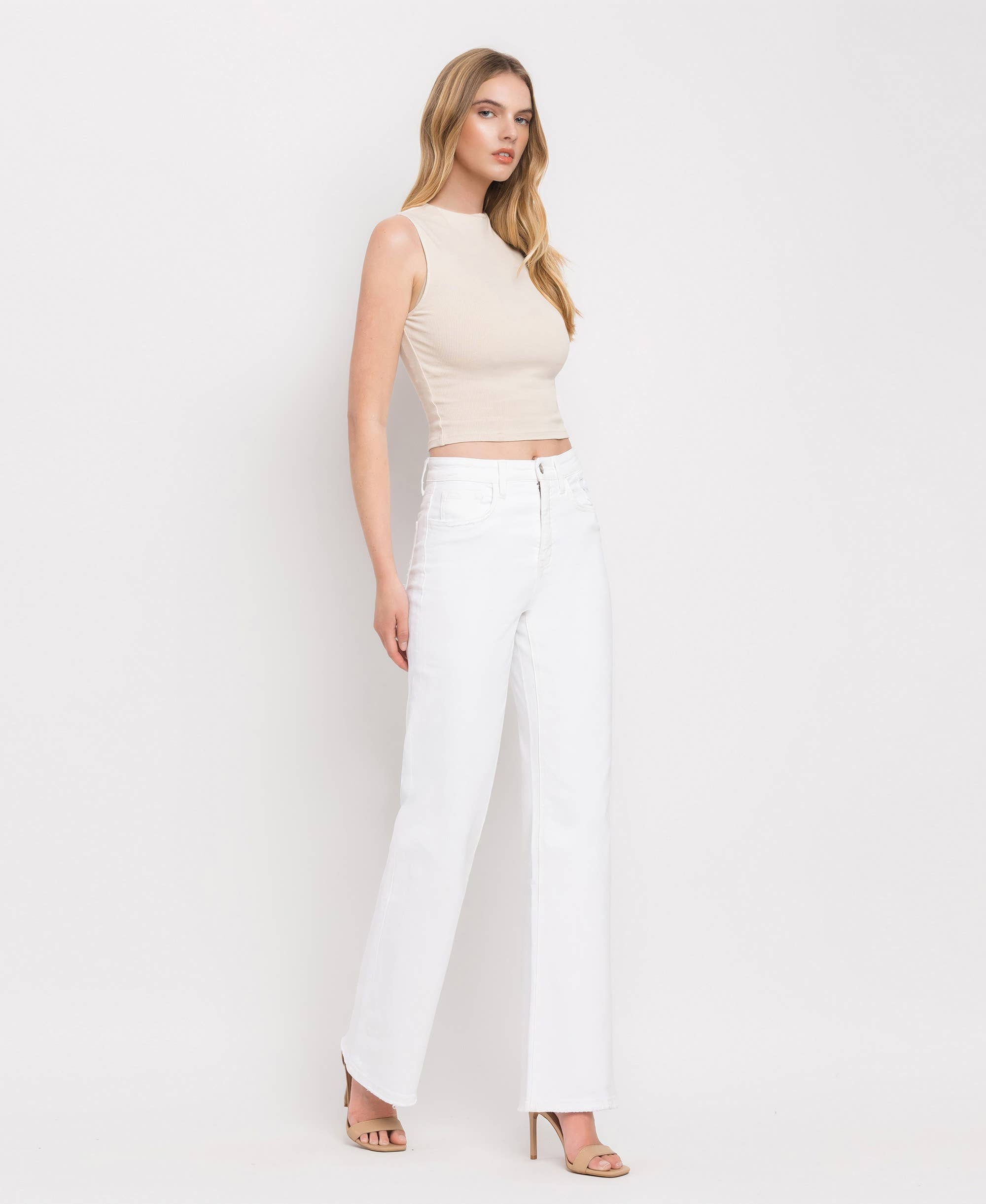 90'S VINTAGE TUMMY CONTROL SUPER HIGH RISE FLARE JEANS V3212