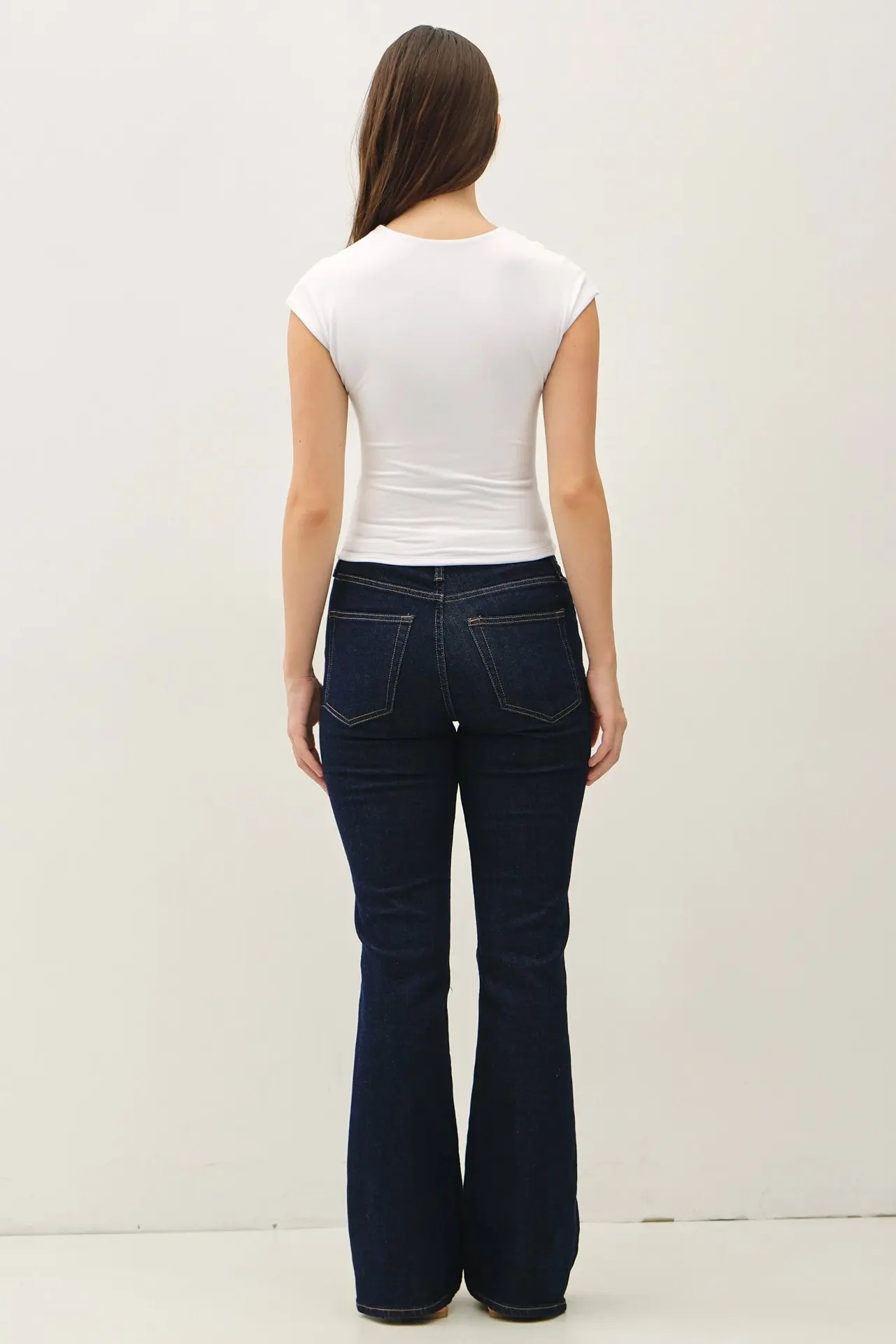 [SOFT CORE]CAP SLEEVE CREWNECK TOP