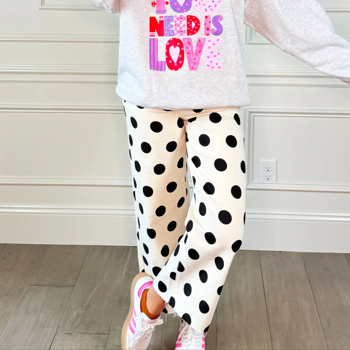 Big Polka Dot Stretchy Denim Pants